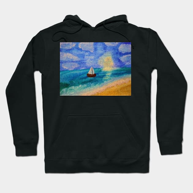 Watercolor Sailboat Hoodie by GroovyArt